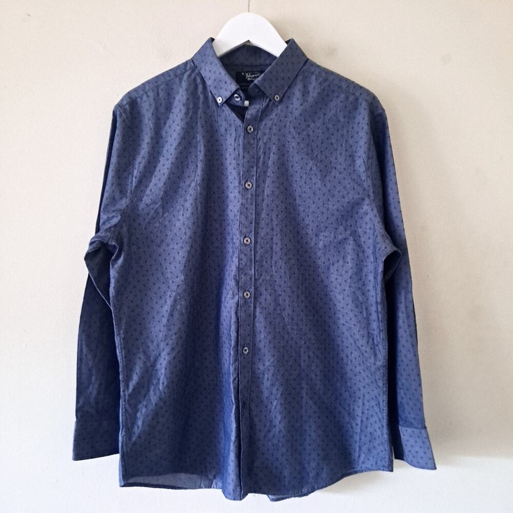 Penguin Heritage Slim Fit Gray L/S Shirt -Neck 16